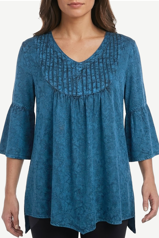 Chulu Rayon Striped Medieval Bell-Sleeve Tunic