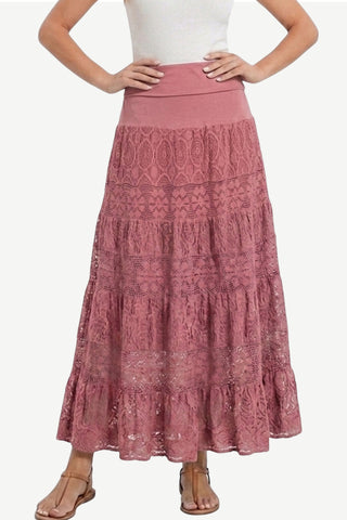 Dhampus Cotton Gothic Lace Maxi Skirt