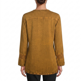 Birendranagar Rayon Pleated Mesh Embroidered Blouse