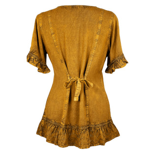 Gokyo Rayon Peasant Ruffle Blouse