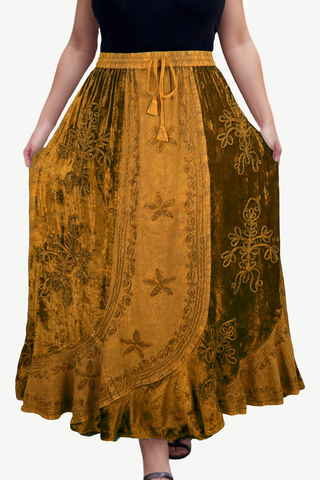 Dhulikhel Rayon Velvet Gothic Maxi Skirt