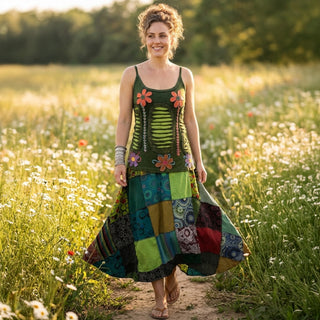 Pulchowk Rib Cotton Patchwork Razor-Cut Tank