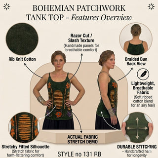 Pulchowk Rib Cotton Patchwork Razor-Cut Tank