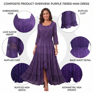 Likhu Rayon Crepe Medieval Lace Dress