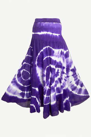 61 SKT Circular Printed Soft Cotton Convertible Lined Tie Dye Gypsy Skirt Dress - Agan Traders, Purple