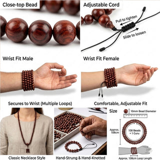 Muktinath Rosewood Rudraksha 108-Bead Mala