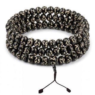 Boudha Yak Bone Om 108-Bead Prayer Mala