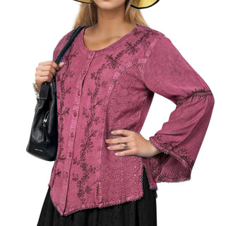 Kagbeni Rayon Gothic Embroidered Blouse
