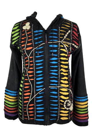 51 RJ Bohemian Multi-Colored Razor Hoodie Sweatshirt Rib Jacket - Agan Traders, Turquoise 