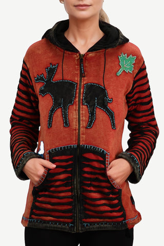 Musikot Reindeer Fleece Rib Cotton Hoodie