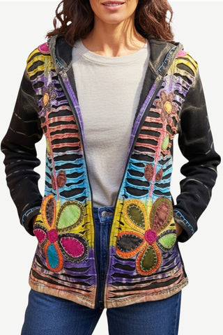 Kaski Rib Cotton Razor-Cut Embroidered Jacket