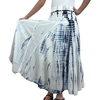 61 SKT Soft Cotton Convertible Lined Tie Dye Gypsy Skirt Dress - Agan Traders, Blue White