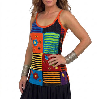 Lokpa Knit Cotton Patchwork Razor-Cut Tank Top