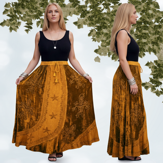 Dhulikhel Rayon Velvet Gothic Maxi Skirt