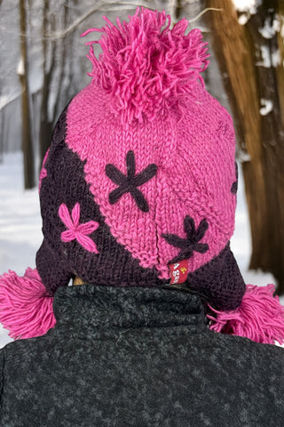 Tistung Lambswool Two-Tone Crochet Pom-Pom Beanie