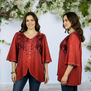 Tila Rayon Embroidered 3/4-Sleeve Tunic