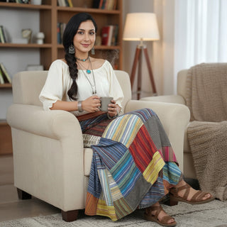 Bajura Patchwork Knit Cotton Maxi Wrap Skirt