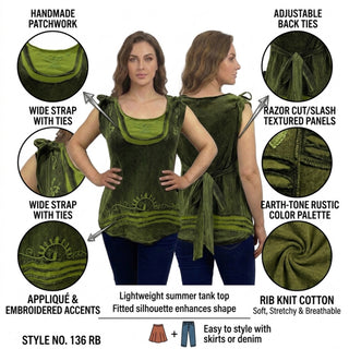 Rara Rib Cotton Tie-Dye Embroidered Tank