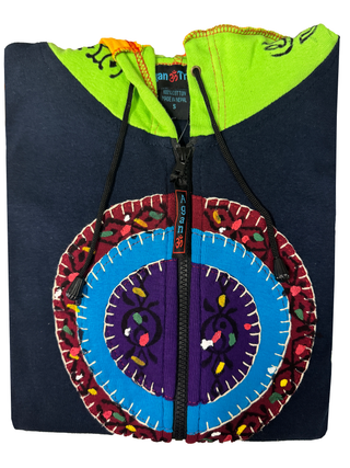 Rajbiraj Rib Cotton Rainbow Painted Peace Hoodie