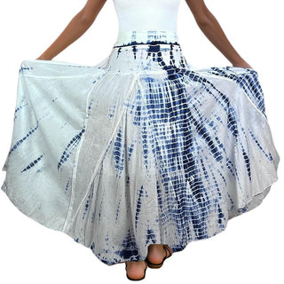 61 SKT Soft Cotton Convertible Lined Tie Dye Gypsy Skirt Dress - Agan Traders, Blue White