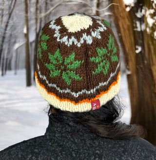 Gangapurna Lambswool Snowflake Fleece-Lined Visor Beret