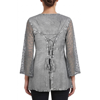 Kalaiya Rayon Gothic Sheer Lace-Sleeve Blouse