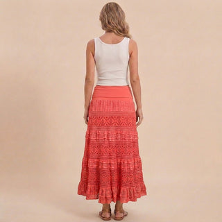 Lhotse Cotton Lace Tiered Maxi Skirt