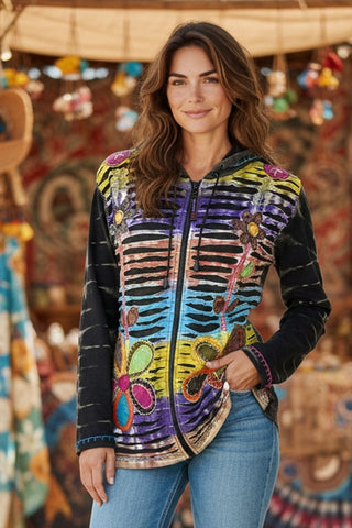 Kaski Rib Cotton Razor-Cut Embroidered Jacket