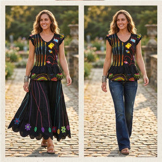 Kali Rayon Tie-Dye Patchwork Blouse