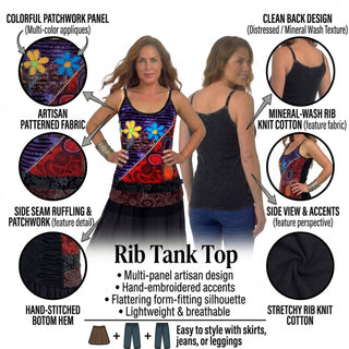 Larjung Cotton-Rayon Patchwork Cami