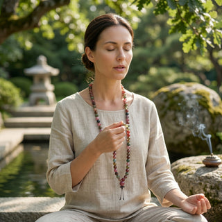 Hattiban Pink Agate Mala Necklace