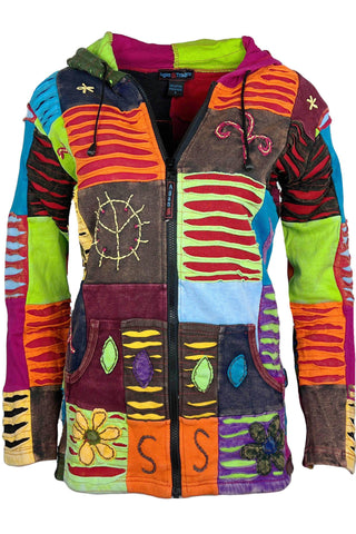 Pharping Rib Cotton Patchwork Razor-Cut Hoodie