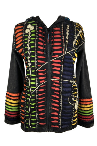 51 RJ Bohemian Multi-Colored Razor Hoodie Sweatshirt Rib Jacket - Agan Traders, Red