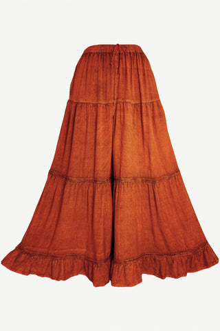 203 P Rayon Viscose Palazzo Belly Bottom Pant Trouser - Agan Traders, Orange Rust
