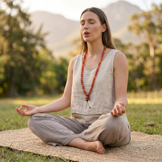 Sandhikharka Red Sardonyx Mala Necklace