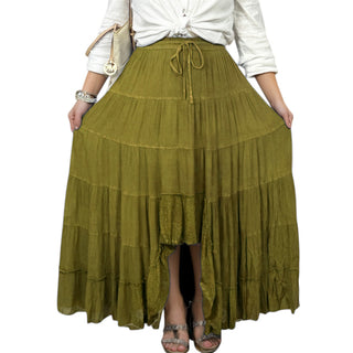 Sauraha Medieval Tiered Rayon Crepe Maxi Skirt