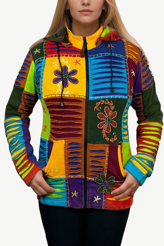 339 RJ Bohemian Knit Cotton Razor Cut Pixie Hoodie Sweatshirts Rib Jacket - Agan Traders, Multicolored