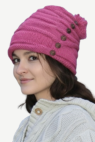 Balthali Lambswool Fleece-Lined Rib Knit Beanie