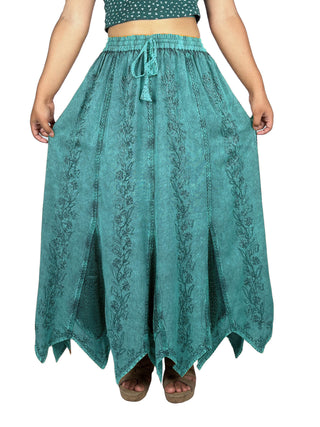 Khangsar Asymmetrical Netted Rayon Skirt