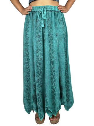 Khangsar Asymmetrical Netted Rayon Skirt