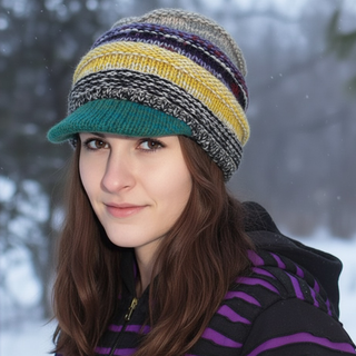 Ghyaru Lambswool Slouchy Rib Knit Beanie & Mittens