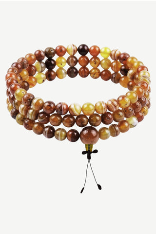 Babai Fire Amber Agate Mala Necklace