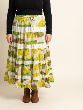 Dhapakhel Cotton Tiered Renaissance Tea-Length Skirt