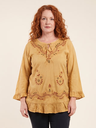 Mardi Rayon Embroidered Ruffle Blouse