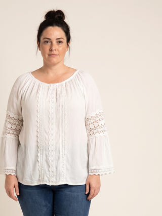Chhusang Lace-Sleeve Rayon Crepe Tunic