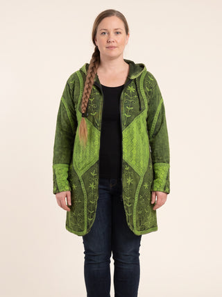 Lahan Rib Cotton Patchwork Embroidered Hoodie