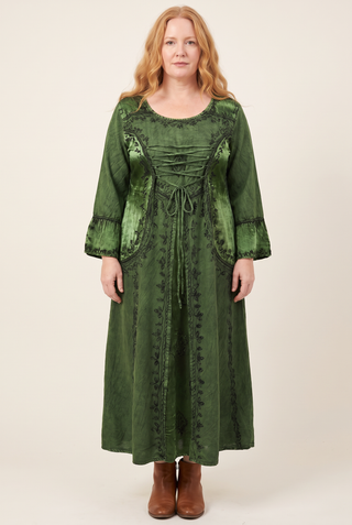 Kavre Rayon Corset Gothic Maxi Dress