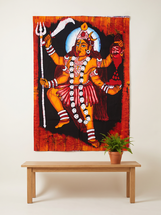 Dakshinkali Cotton Hindu Goddess Batik Tapestry