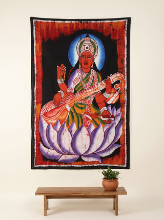 Dakshinkali Cotton Hindu Goddess Batik Tapestry