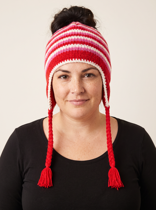 Sinamangal Cable Knit Lambswool Trapper Hat